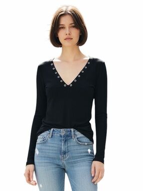 L’AGENCE The Joyce Grommet Long Sleeve Top.